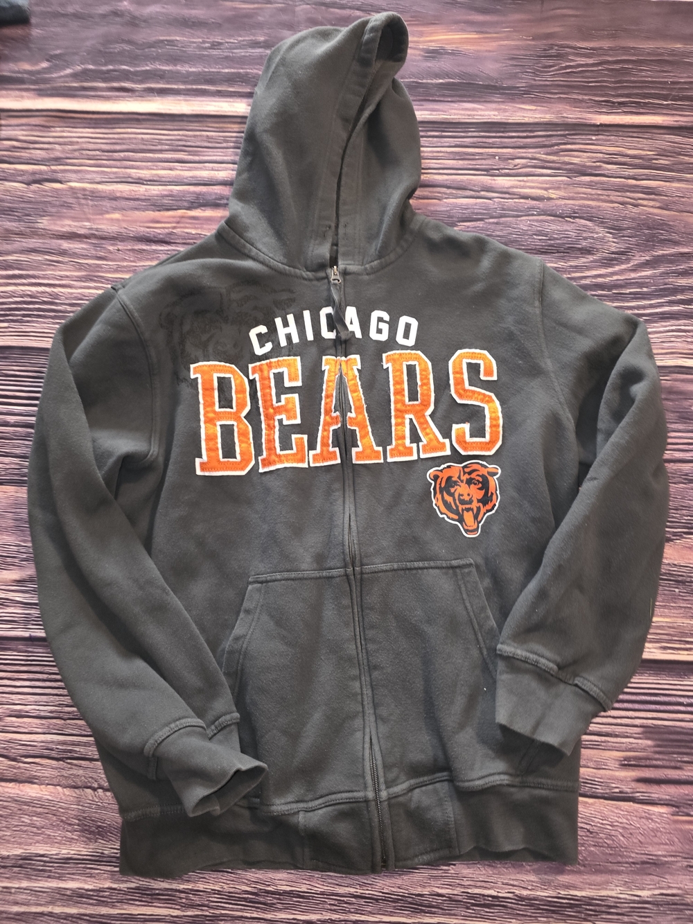 NFL Chicago Bears Black Hoodie with Orange & White Lettering